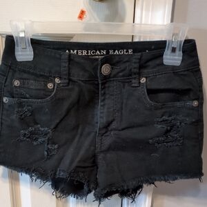 American Eagle Outfitters Black Ripped Jean Shorts